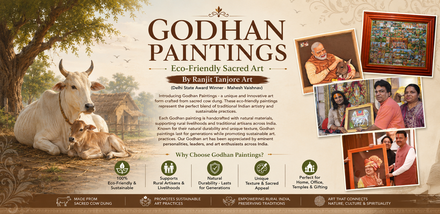 Godhan Cow Dung Paintings - Eco-Friendly Sacred Art by Mahesh Vaishnav